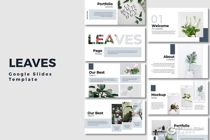 30页时尚极简小清新风格Google slides模板5种主题配色 - 顶尖PPT