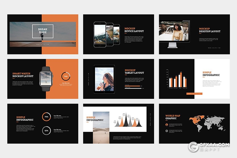 62页简约小清新商务多用途PPT模板黑白两种底色 - 顶尖PPT