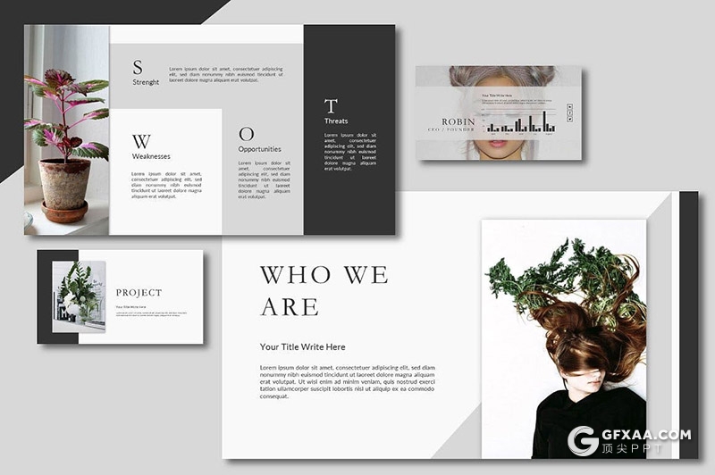 54页时尚极简小清新风格PPT模板 - 顶尖PPT