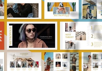 45页极简时尚艺术风格服装秀摄影模特展示PPT模板 - 顶尖PPT