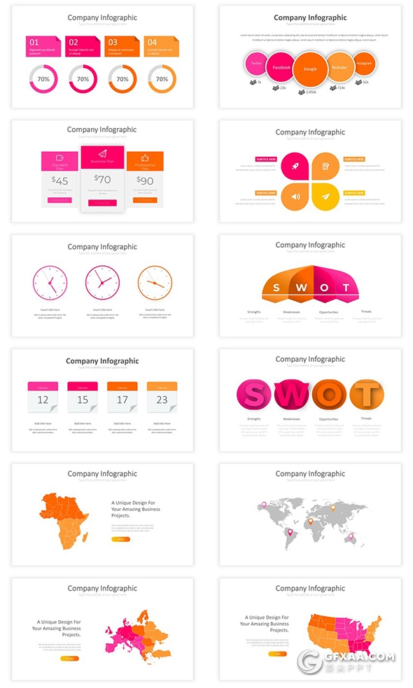 112页国外商业风格工作汇报数据信息图形设计企业宣传介绍PPT模板 - 顶尖PPT