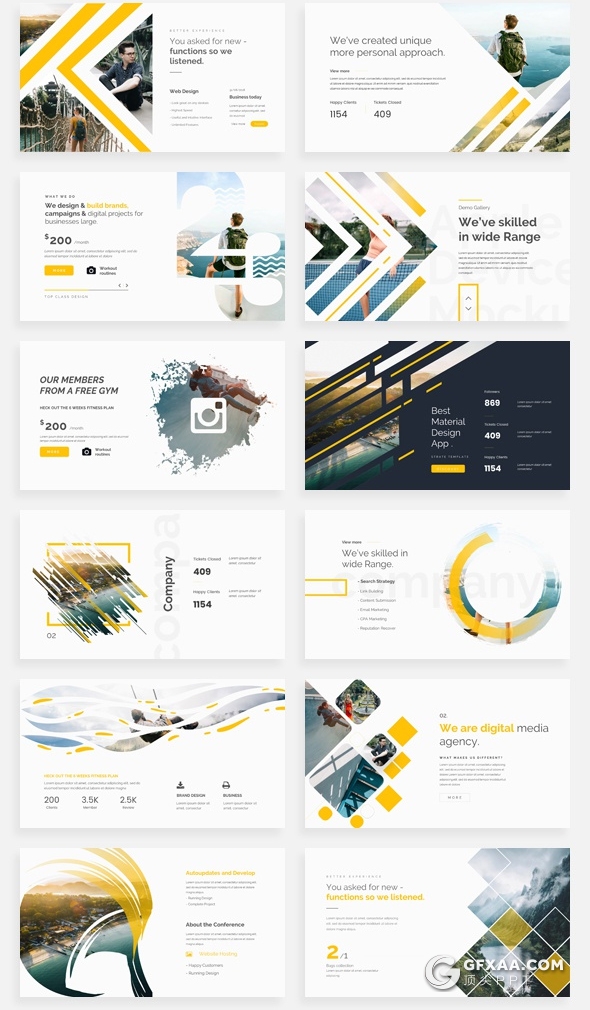 195页国外创意版式ppt作品团队介绍商务数据信息图形ppt卡通人物插画2.5D商务概念插画PPT模板 - 顶尖PPT