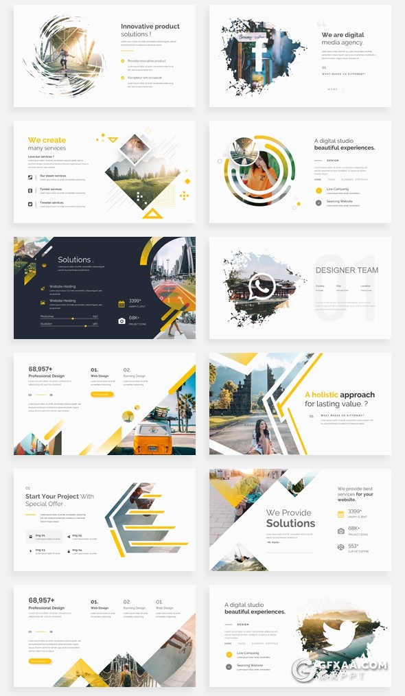 195页国外创意版式ppt作品团队介绍商务数据信息图形ppt卡通人物插画2.5D商务概念插画PPT模板 - 顶尖PPT