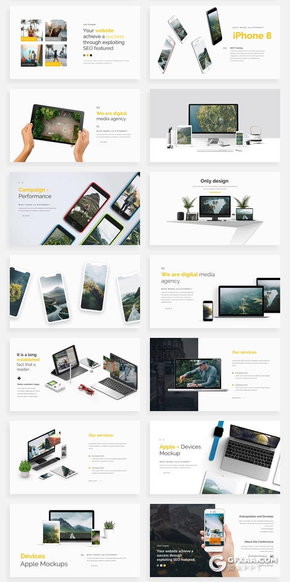 195页国外创意版式ppt作品团队介绍商务数据信息图形ppt卡通人物插画2.5D商务概念插画PPT模板 - 顶尖PPT