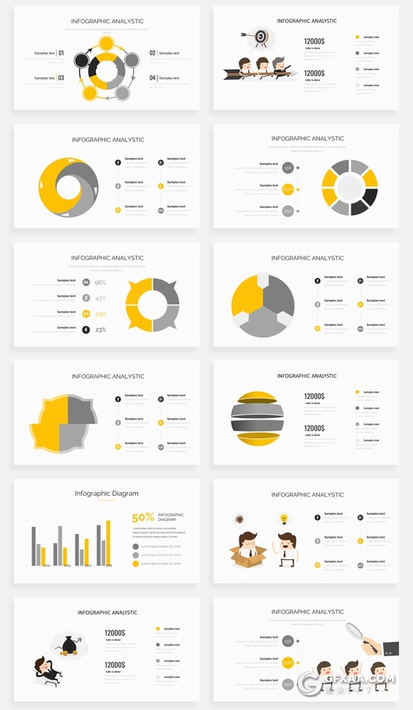 195页国外创意版式ppt作品团队介绍商务数据信息图形ppt卡通人物插画2.5D商务概念插画PPT模板 - 顶尖PPT