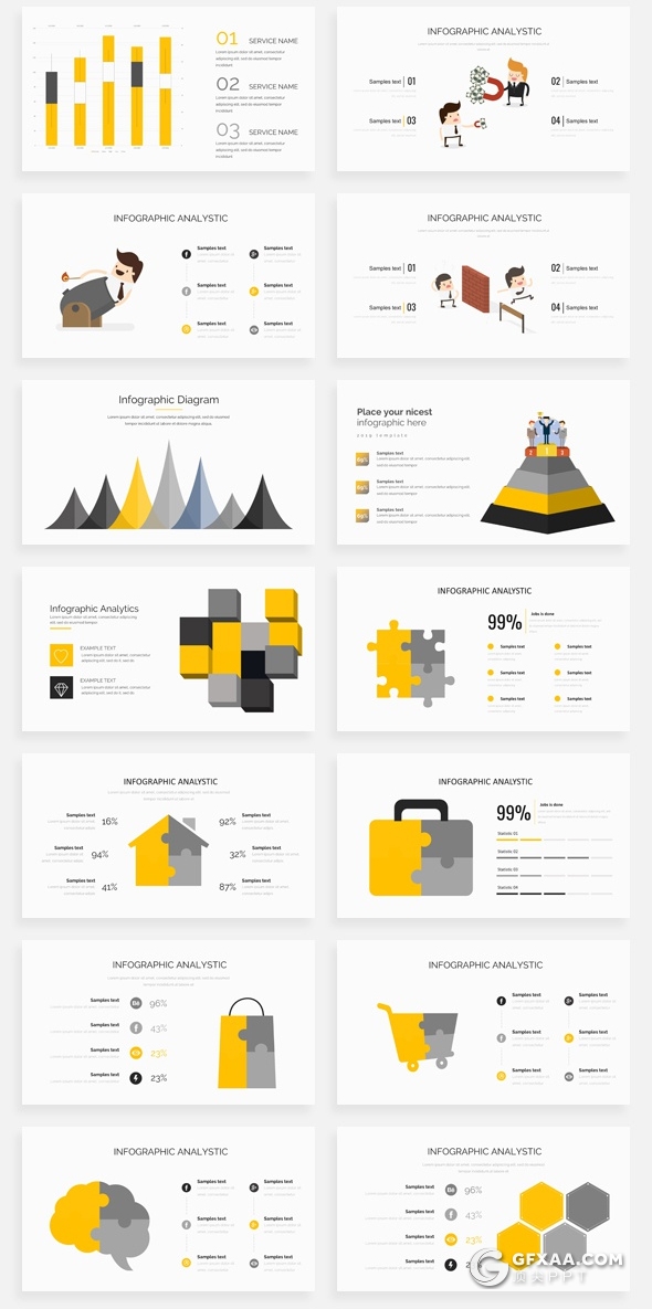 195页国外创意版式ppt作品团队介绍商务数据信息图形ppt卡通人物插画2.5D商务概念插画PPT模板 - 顶尖PPT