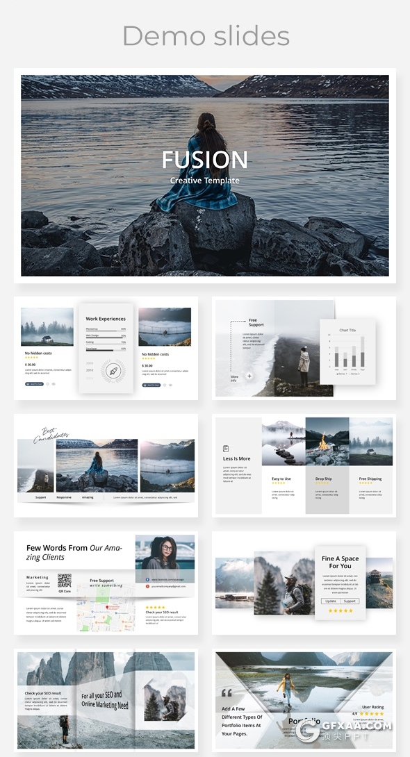 160页高逼格融合泼墨图片效果创意时尚国外商务通用PPT模板 - 顶尖PPT