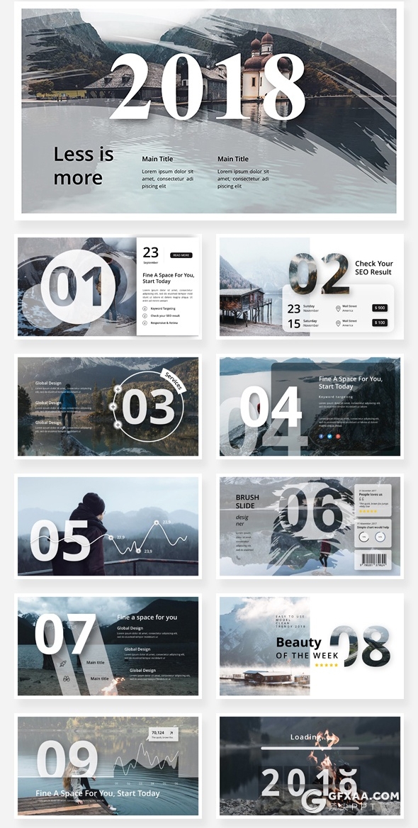 160页高逼格融合泼墨图片效果创意时尚国外商务通用PPT模板 - 顶尖PPT