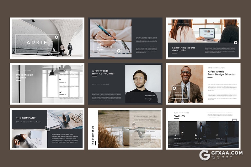 60页极简时尚风格国外企业介绍团队展示PPT模板 - 顶尖PPT