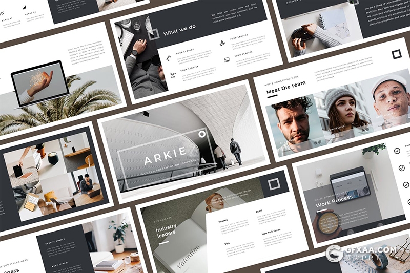 60页极简时尚风格国外企业介绍团队展示PPT模板 - 顶尖PPT