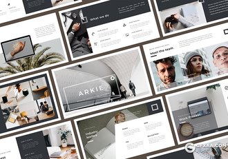 60页极简时尚风格国外企业介绍团队展示PPT模板 - 顶尖PPT