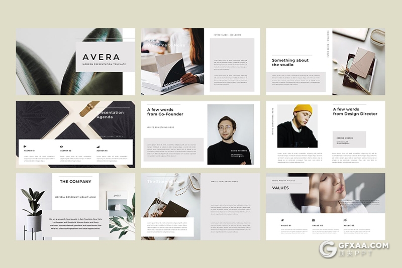 60页国外极简文艺小清新风格PPT模板 - 顶尖PPT