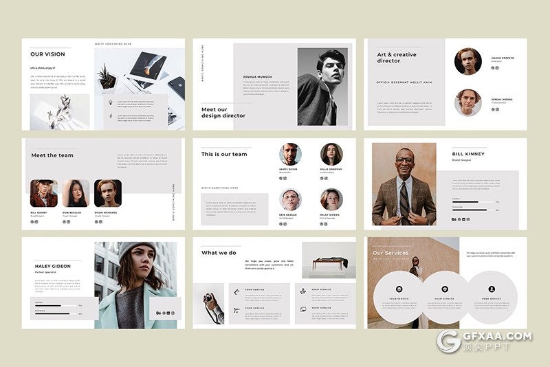 60页国外极简文艺小清新风格PPT模板 - 顶尖PPT