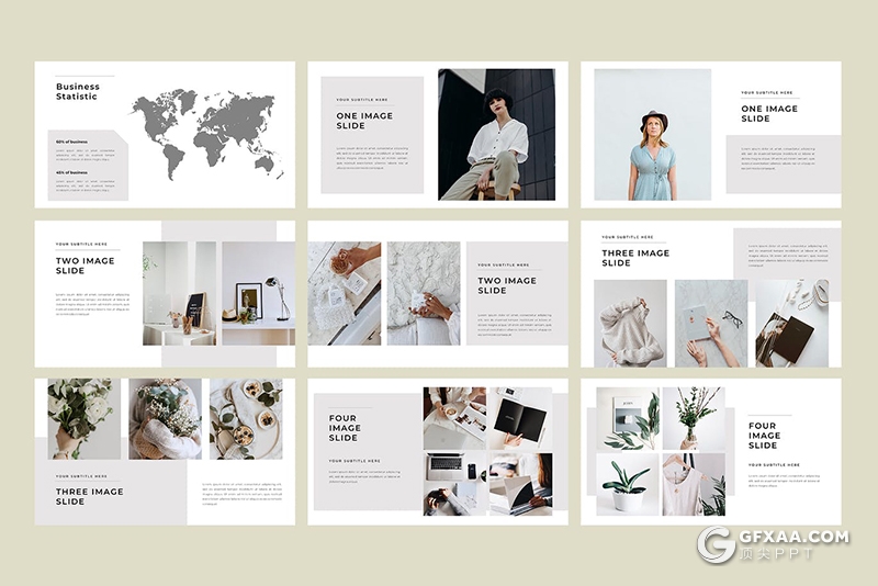 60页国外极简文艺小清新风格PPT模板 - 顶尖PPT