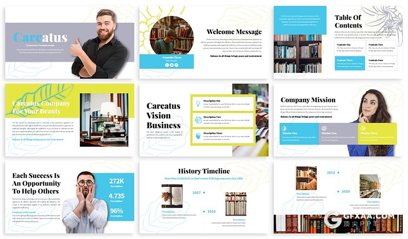 30页线性树叶底纹业务合作介绍展示keynote模板5种配色主题 - 顶尖PPT