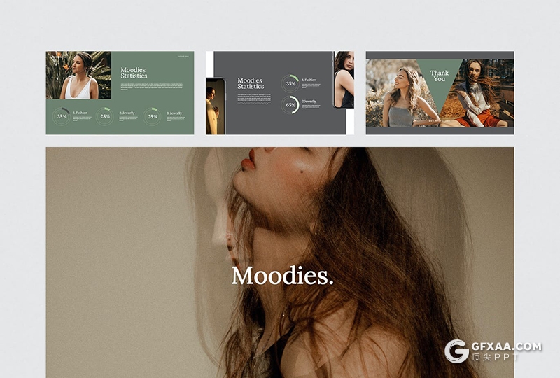 30页极简摄影图片模特写真展示PPT模板 - 顶尖PPT