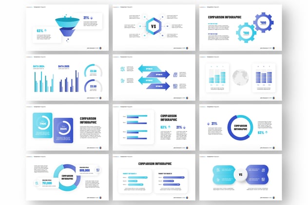 数据对比比较信息图形PPT模板 - 顶尖PPT