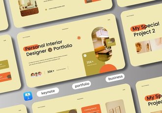 奶油色棕色橙色现代设计室内keynote模板 - 顶尖PPT