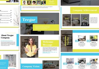 30页扁平化大色块设计企业团队介绍展示PPT模板5种主题配色 - 顶尖PPT