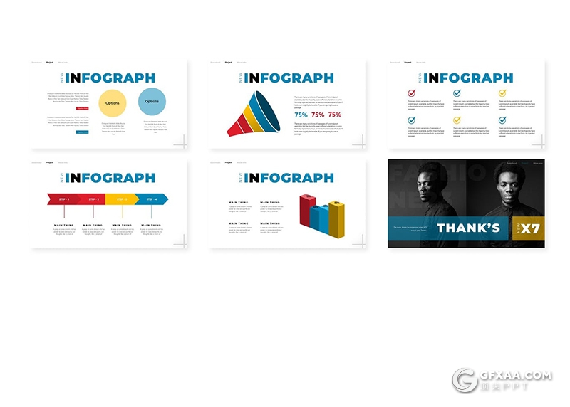 30页大标题搭配图片设计时尚杂志风Google slides模板5种主题配色 - 顶尖PPT