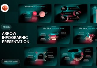 玻璃拟态风格箭头指向图形PPT模板 - 顶尖PPT