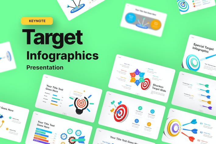 目标中心信息飞镖箭靶图形keynote模板 - 顶尖PPT