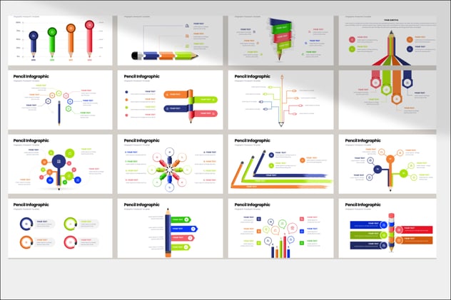 铅笔图形收件箱信息图形PPT模板 - 顶尖PPT
