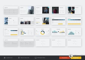 24页扁平化简约企业介绍工作汇报ppt模板 - 顶尖PPT