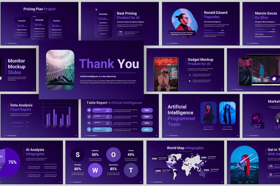 AI人工智能PPT演示模板 - 顶尖PPT