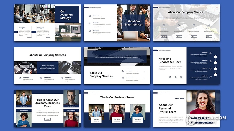 36页蓝色商务风格企业宣传介绍工作总结计划PPT模板 - 顶尖PPT