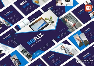 60页蓝色创意几何图形设计企业团队介绍商务多用途PPT模板 - 顶尖PPT