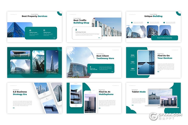 30页绿色创意图形设计国外商务风格企业公司简介ppt模板 - 顶尖PPT