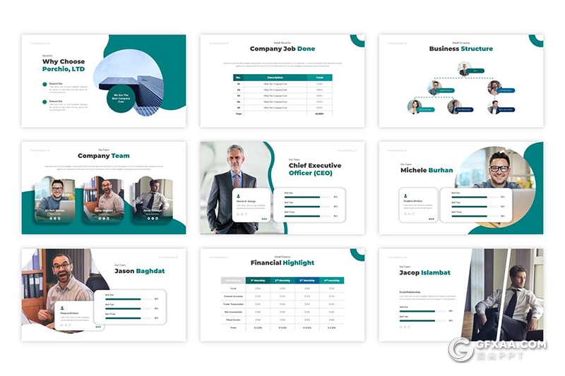 30页绿色创意图形设计国外商务风格企业公司简介ppt模板 - 顶尖PPT