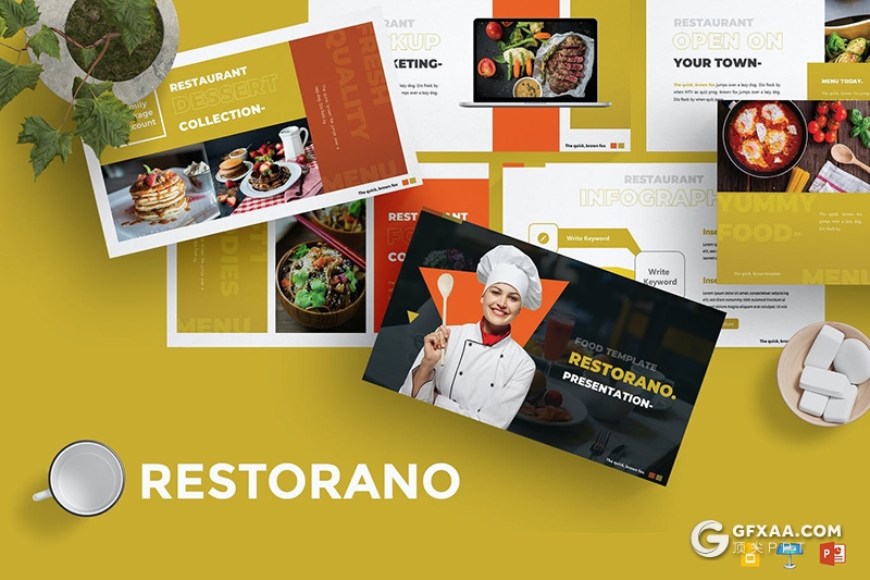 30页5种配色厨师餐饮行业美食展示介绍PPT模板 - 顶尖PPT