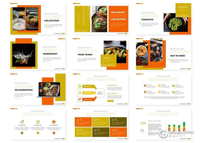 30页5种配色厨师餐饮行业美食展示介绍PPT模板 - 顶尖PPT