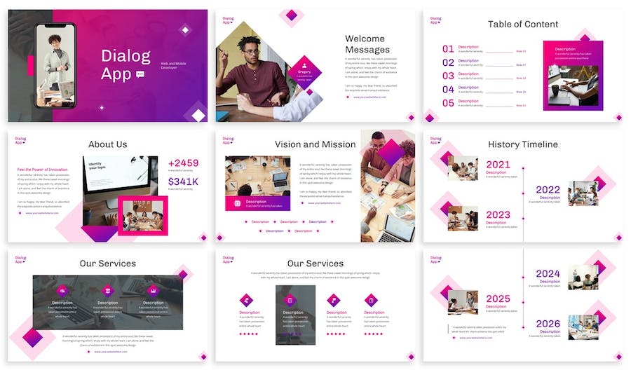 对话框手机应用程序项目开发启动会议keynote模板 - 顶尖PPT