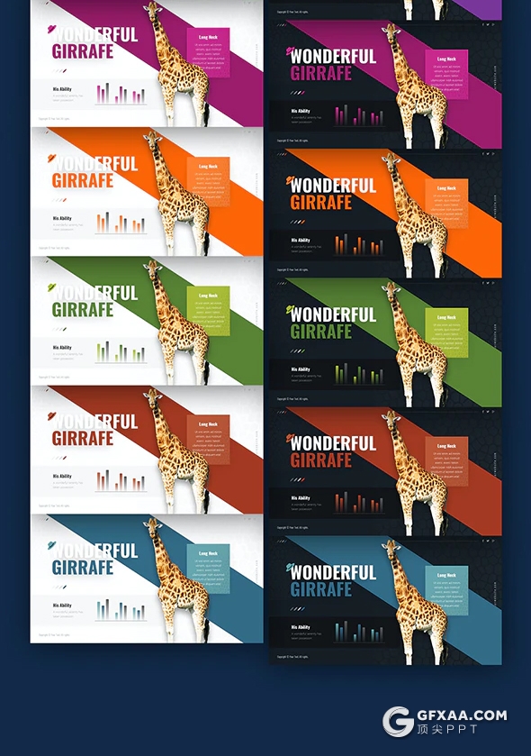 64页精美设计野生动物保护动物介绍PPT模板11种主题配色94种XML配色 - 顶尖PPT