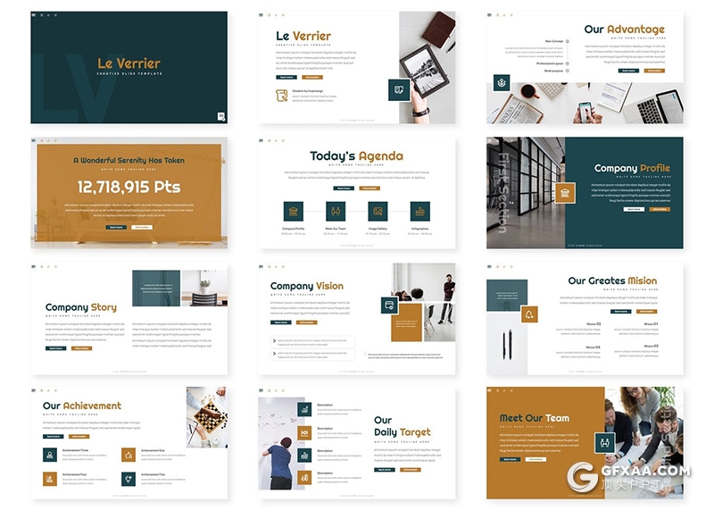 30页5种配色扁平化项目合作团队介绍keynote模板 - 顶尖PPT