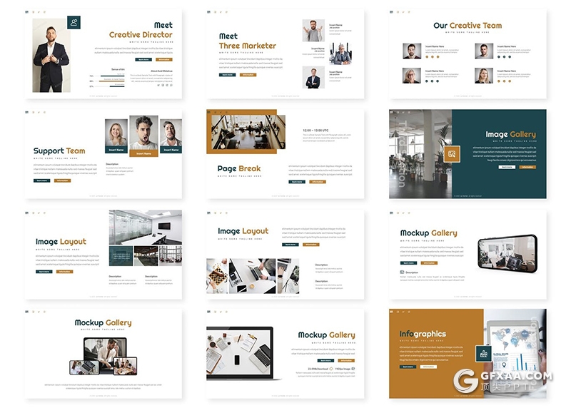 30页5种配色扁平化项目合作团队介绍keynote模板 - 顶尖PPT
