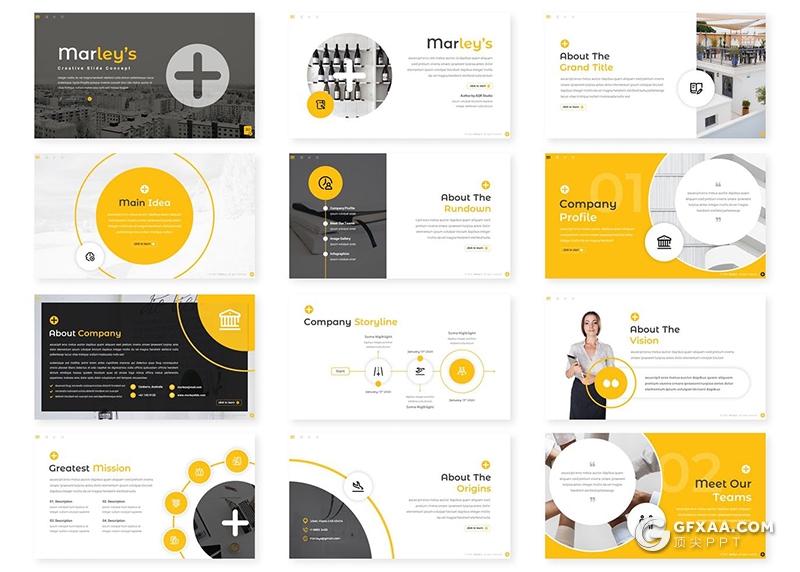 30页商业项目介绍工作总结计划多用途Google slides模板5种主题配色 - 顶尖PPT