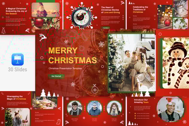 节日红色圣诞主题展示演讲PPT模板 - 顶尖PPT