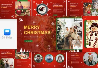 节日红色圣诞主题展示演讲PPT模板 - 顶尖PPT