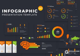 170页数据信息图形ppt条形图圆形图齿轮图部分国家地图图形ppt模板 - 顶尖PPT