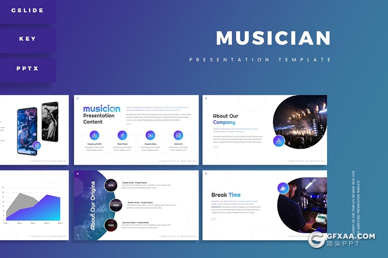 30页音乐演唱会活动策划现场规划活动宣传介绍PPT模板5种主题配色 - 顶尖PPT