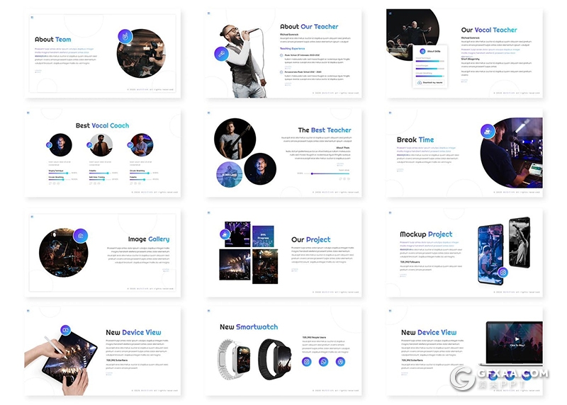 30页音乐演唱会活动策划现场规划活动宣传介绍PPT模板5种主题配色 - 顶尖PPT