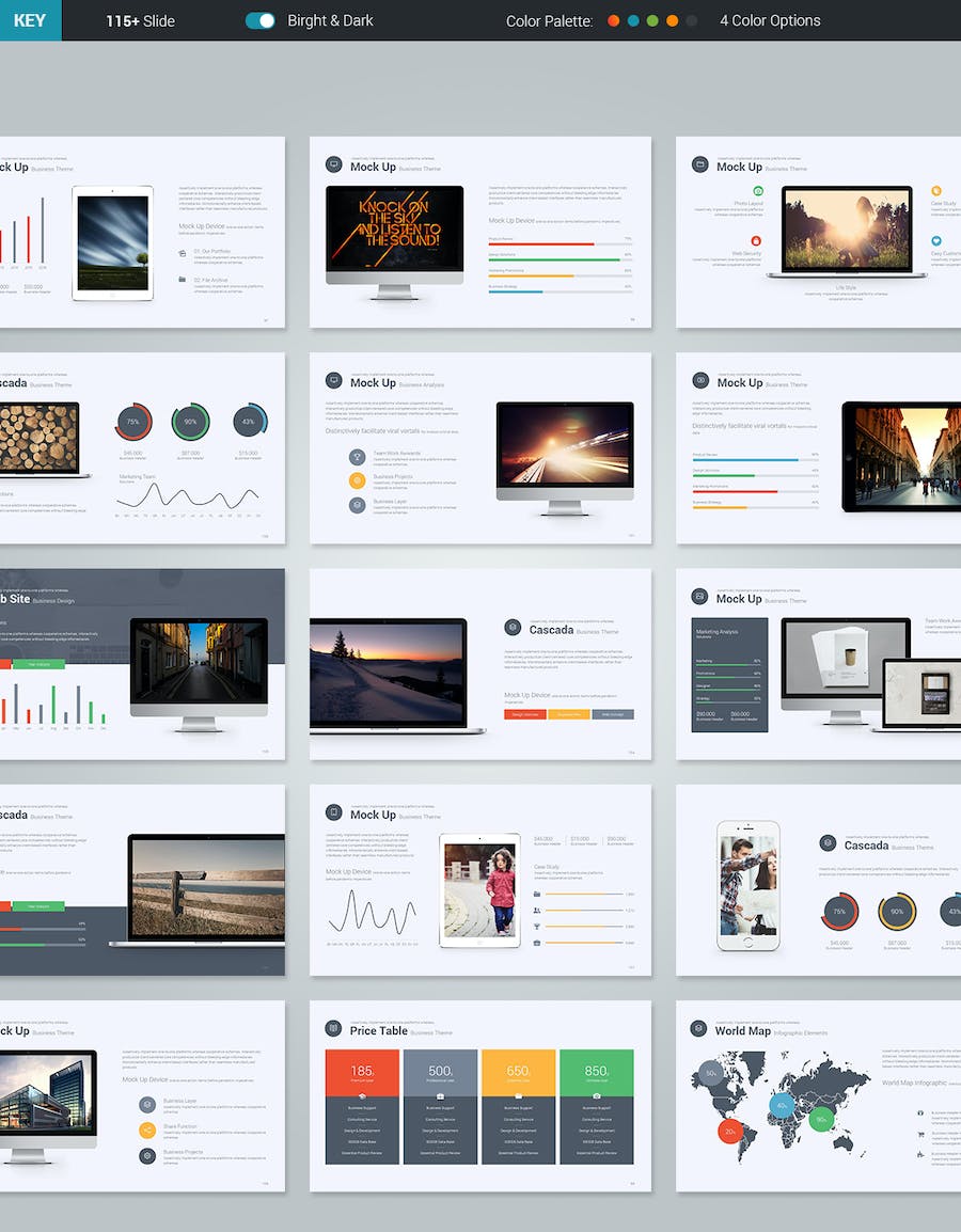 彩色商务数据统计图形图表keynote模板 - 顶尖PPT