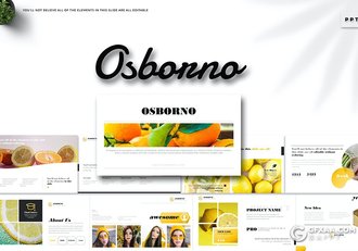 扁平化简约风格水果介绍宣传图片展示PPT模板 - 顶尖PPT