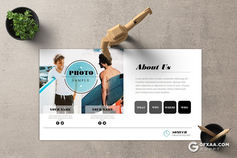 时尚简约国外小清新文艺风格PPT模板 - 顶尖PPT