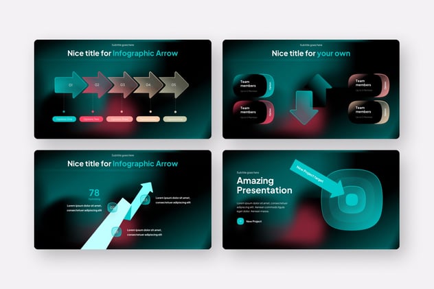 玻璃拟态风格箭头指向图形PPT模板 - 顶尖PPT