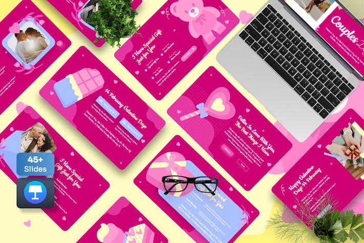 情侣2月14日情人节主题Keynote模板 - 顶尖PPT